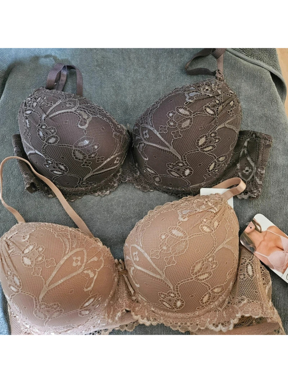 René Rofé lingerie 36C extreme push up lace underwire Bras Lot of 2 nwot Gray